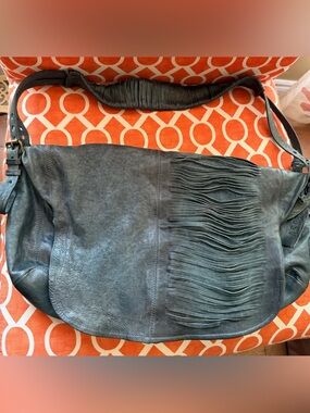A.S.98 Dark Green Leather Fringe Satchel